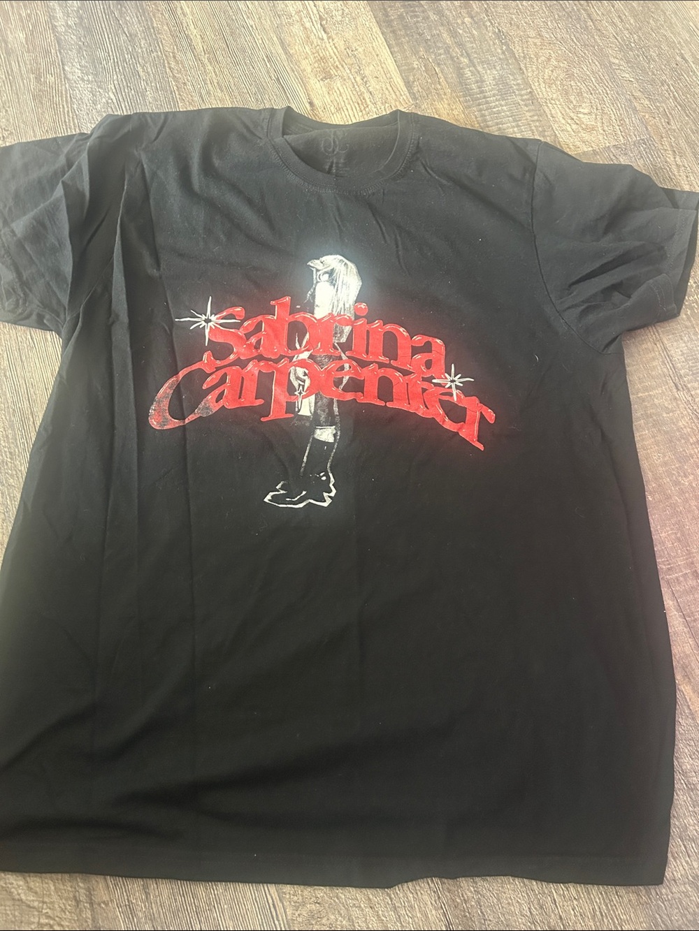 Black Short Sleeve Graphic Tee with Red Logo